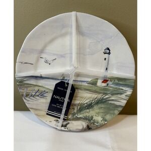Nautica set‎ 4 LIGHTHOUSE SALAD DESSERT PLATES Coastal Beach Nautical Melamine
